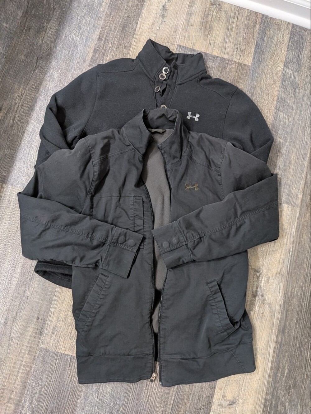 Bundle Of 2 Mens Large Black Under Armour Jacket And Pull Over Sweater